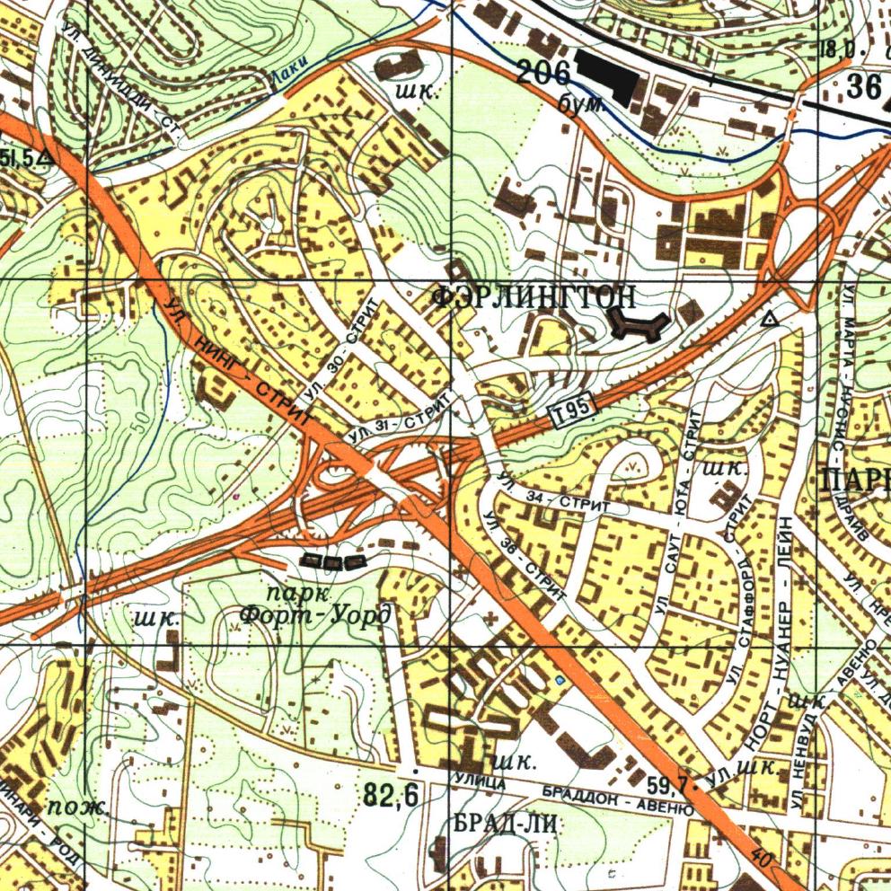 A map of Fairlington produced by the Soviet Union.