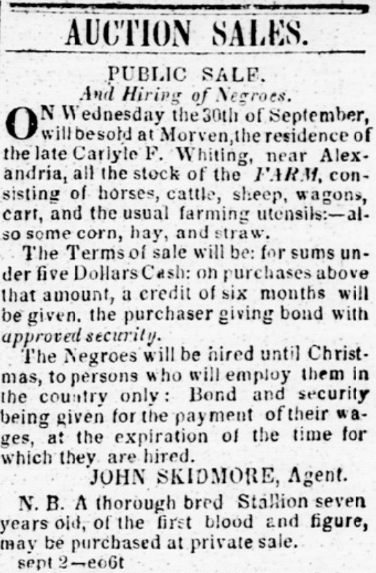 From the September 2, 1837 edition of the Alexandria Gazette.