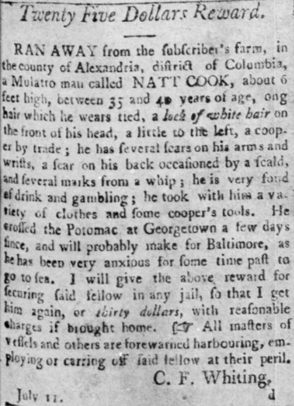 From the August 30, 1804 edition of the Alexandria Gazette.